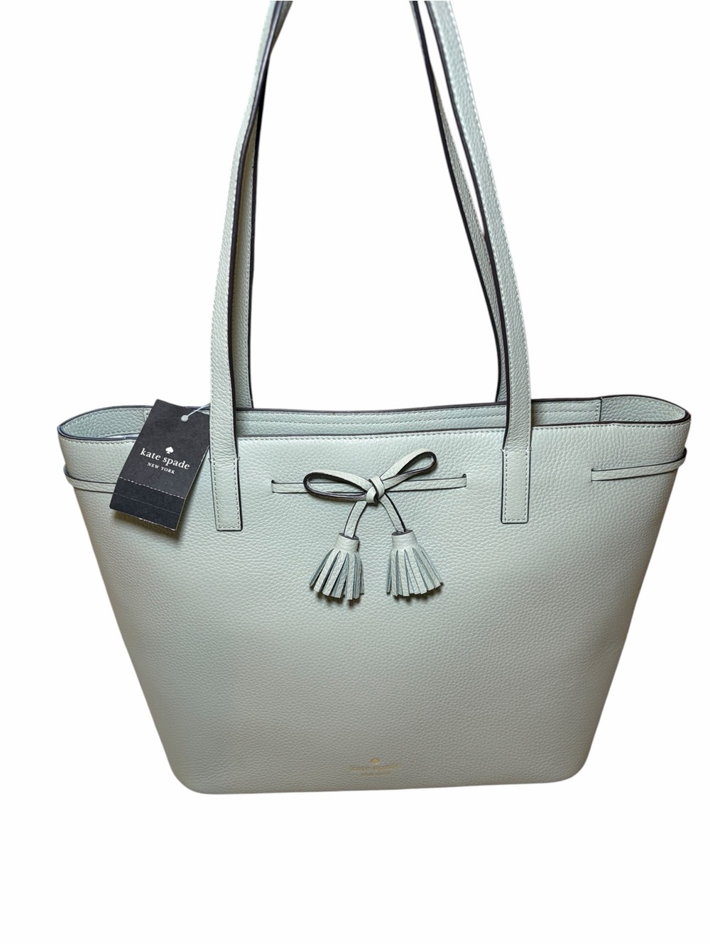 Kate Spade Hayes Medium Top Zip Tote Pebbled Leather Light Pistachio NWT